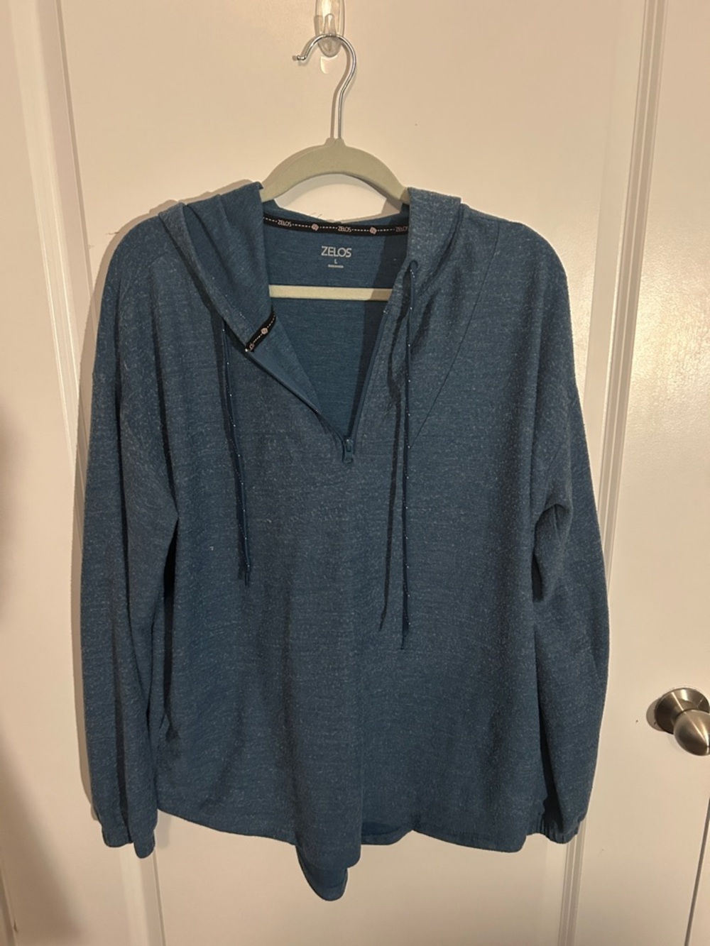 ZELOS Teal Pullover Hoodie with Half-Zip
